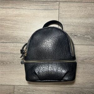 Zara Black Textured Mini Backpack